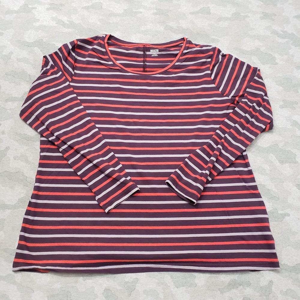 Duluth Trading Co Top Womens 2XL Purple Pullover Long Sleeve Stripped